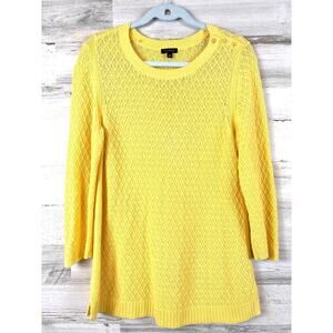 Talbots Womens M Bright Yellow Open Knit Sweater Preppy Casual Chic